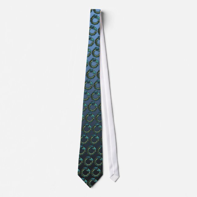 Cravate Quetzalcoatl turquoise (Devant)