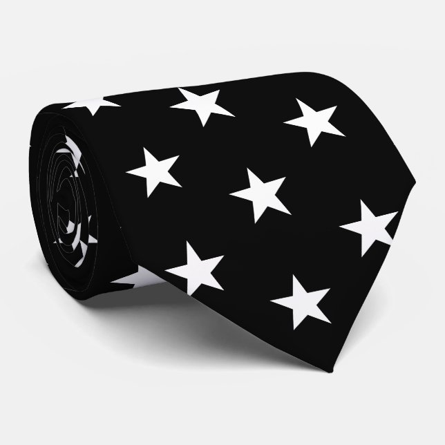 Cravate Racing Silks Black with White Stars Derby (Roulé)
