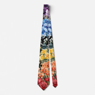 Cravate Rainbow Flowers