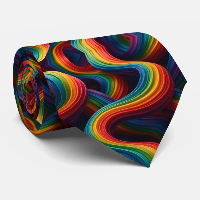Cravate Rainbow Ribbons Abstract Neck Tie (Roulé)