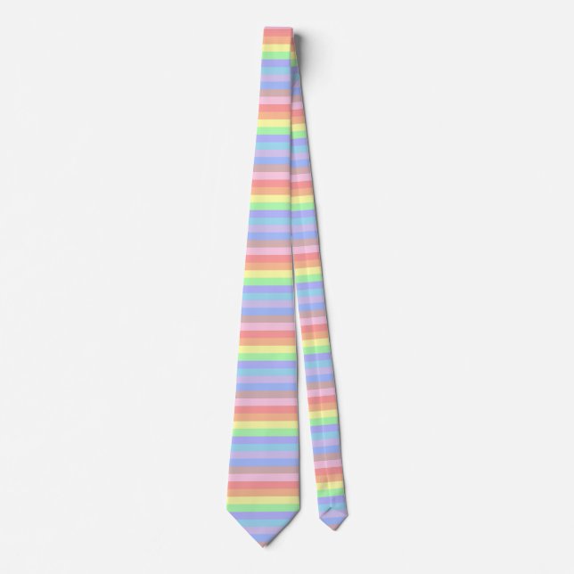 Cravate Rainbow Stripes Pastel Colors (Devant)