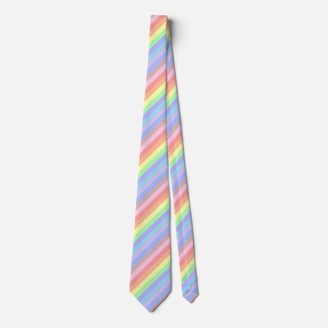 Cravate Rainbow Stripes Pastel Colors (Devant)
