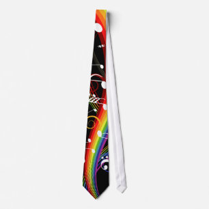 Cravate Rainbow White Music Notes sur le noir