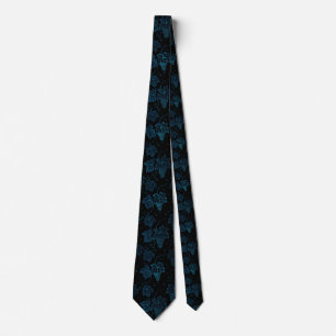 Cravate Raisin de Vigne à Motif Botanique Lumineux Bleu