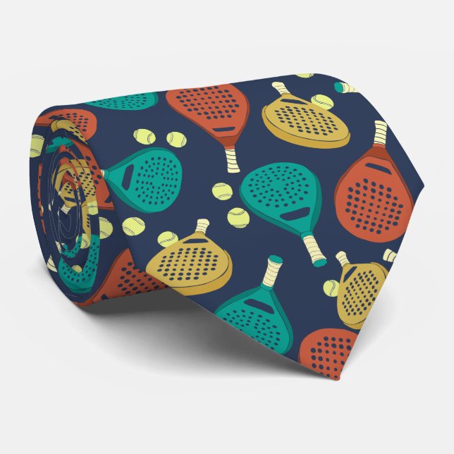 Cravate Raquettes et balles de tennis Padel (Roulé)