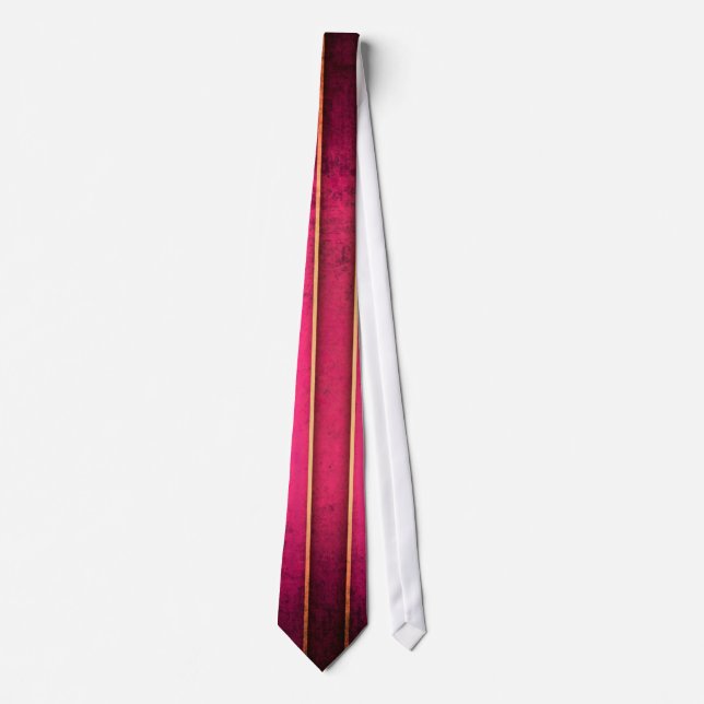 Cravate Raspberry Gold Stripe Moderne Hot Rose Mens Cravat (Devant)