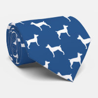Rat Terrier Silhouettes Motif Bleu et Blanc