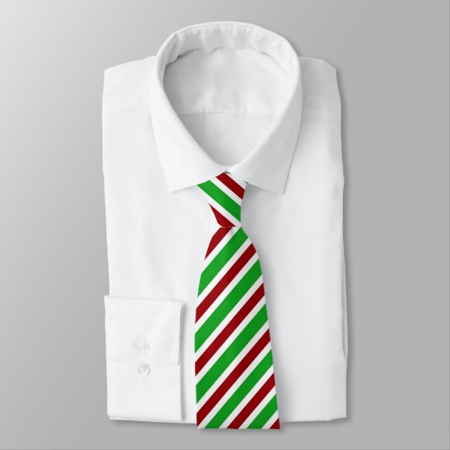 Cravate Rayé de rouge blanc et vert (Attaché)