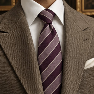 Cravate Raye en Chevron Mauve Patrimoniale