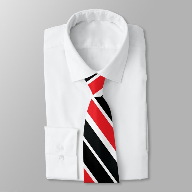 Cravate Rayé rouge noir et blanc (Attaché)
