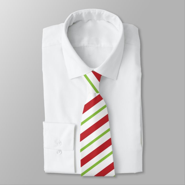 Cravate rayé rouge, vert et blanc (Attaché)
