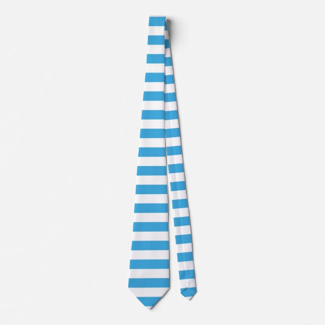Cravate Rayoires verticales classiques bleu bébé clair et  (Devant)