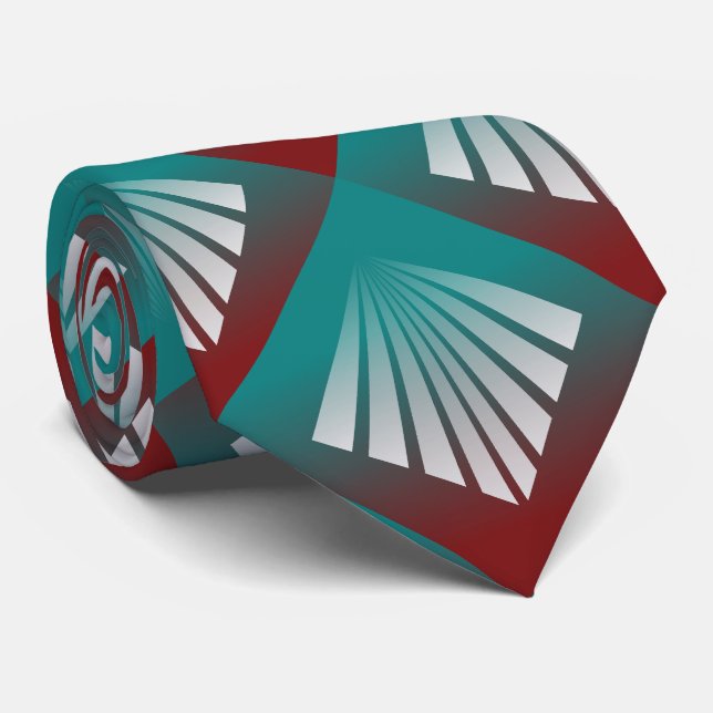 Cravate Rayons blancs sur turquoise bordeaux (Roulé)