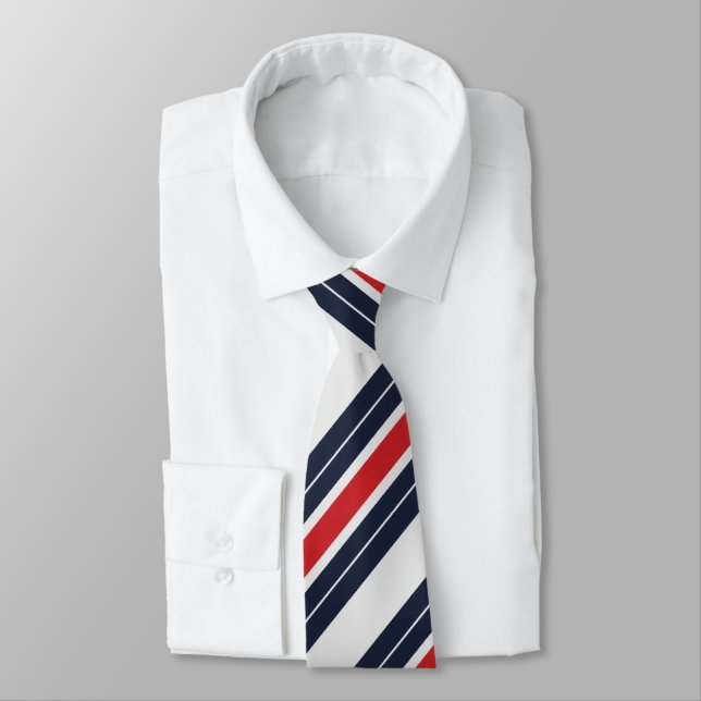 Cravate Rayure Chocolat Bleu Marine Rouge Blanc (Attaché)