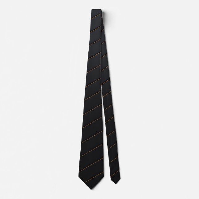 Cravate Rayure diagonale noire et or classique (Devant)