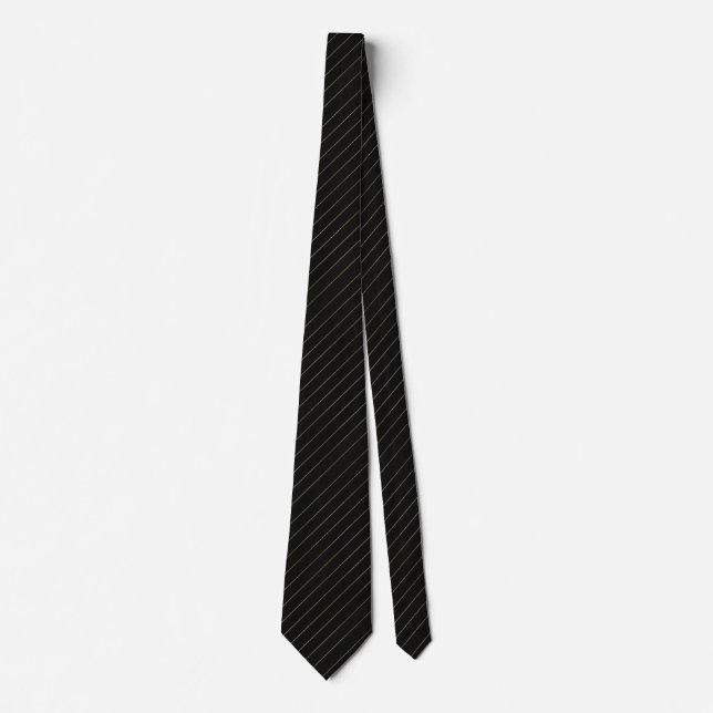 Cravate Rayure fine noire et or classique (Devant)