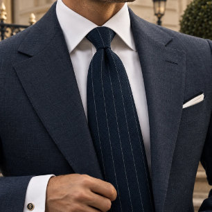 Cravate Rayure Héritage Classique Navy en Sergé