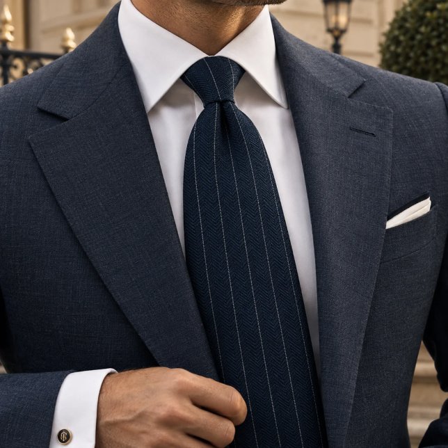 Cravate Rayure Héritage Classique Navy en Sergé (Créateur téléchargé)