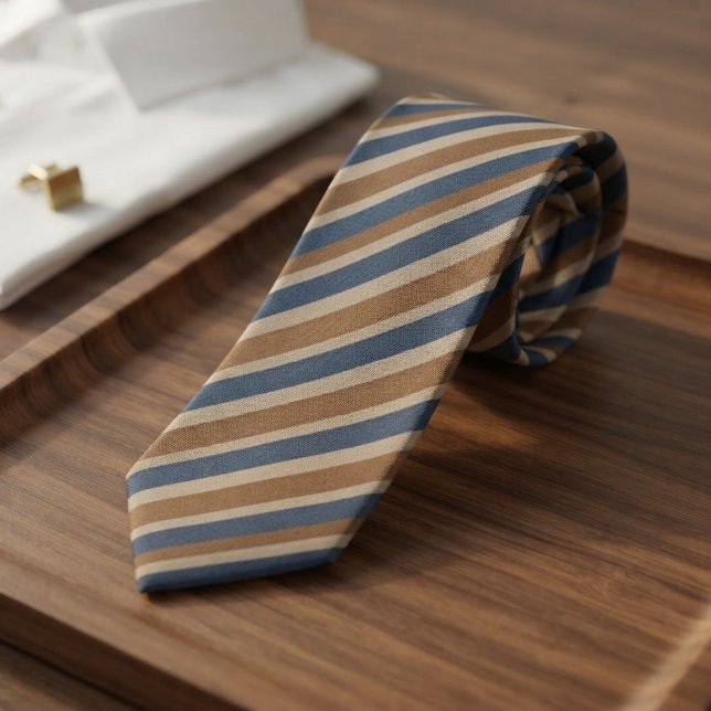 Cravate Rayure Répétitive Navy Camel Côtière (Créateur téléchargé)