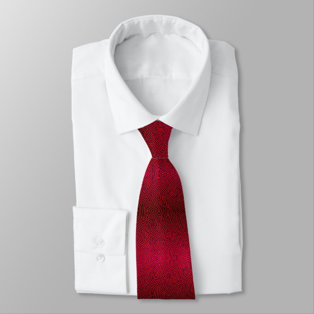 Cravate Rayure torsadée hypnotique rouge de motif de vague (Attaché)