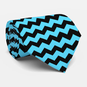 Cravate Rayure Zig Zag Bleue sur Fond de Couleur au Choix