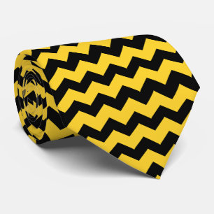 Cravate Rayure Zig Zag Jaune sur Fond de Couleur au Choix