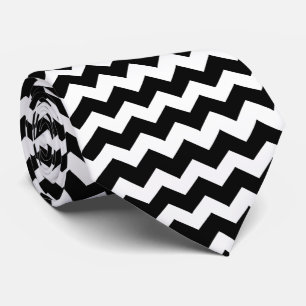 Cravate Rayure Zig Zag Noir Et Blanc