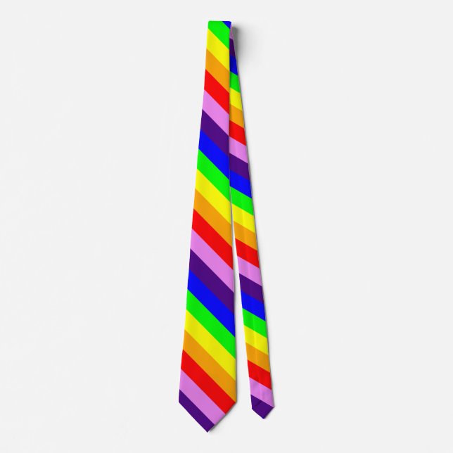 Cravate Rayures arc-en-ciel diagonales classiques et color (Devant)