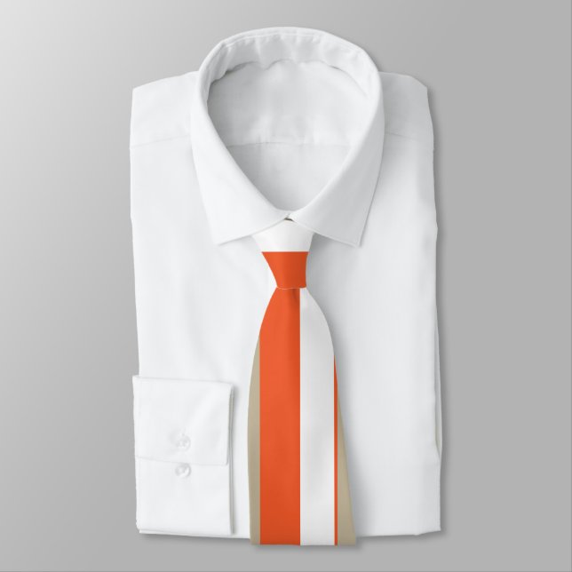 Cravate Rayures blanches grises orange     (Attaché)