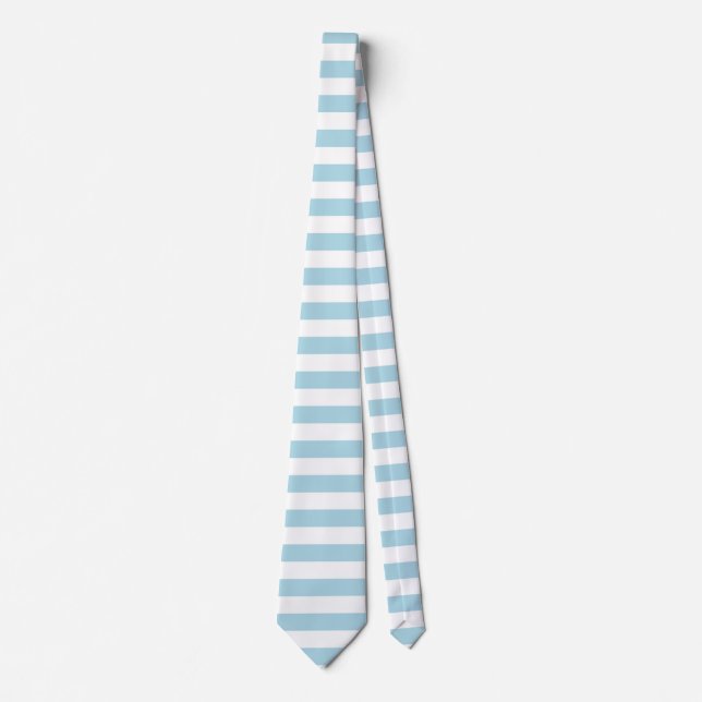 Cravate Rayures Bleu Clair et Blanc (Devant)