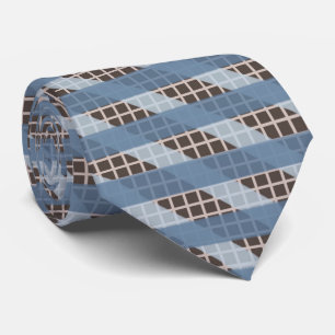 Cravate Rayures bleu grisâtre sur une grille beige crémeux