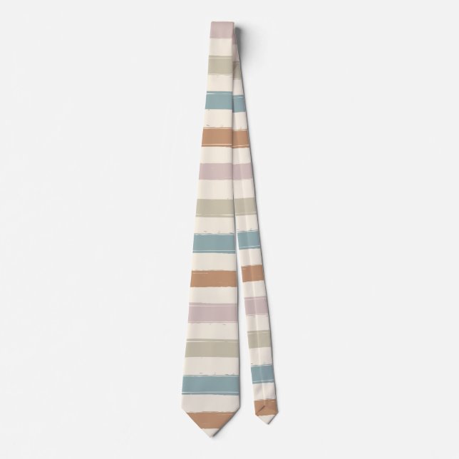 Cravate Rayures Brosse Boho Tons Terreux Sans Couture (Devant)