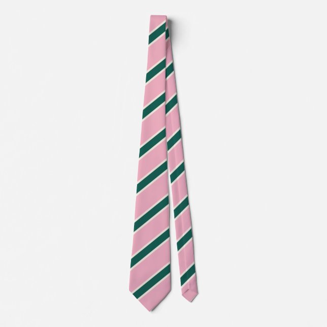 Cravate Rayures de bonbon rose et vert (Devant)