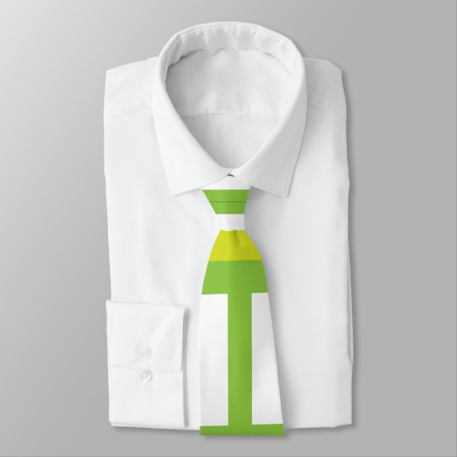 Cravate Rayures de couleur vert citron blanc (Attaché)