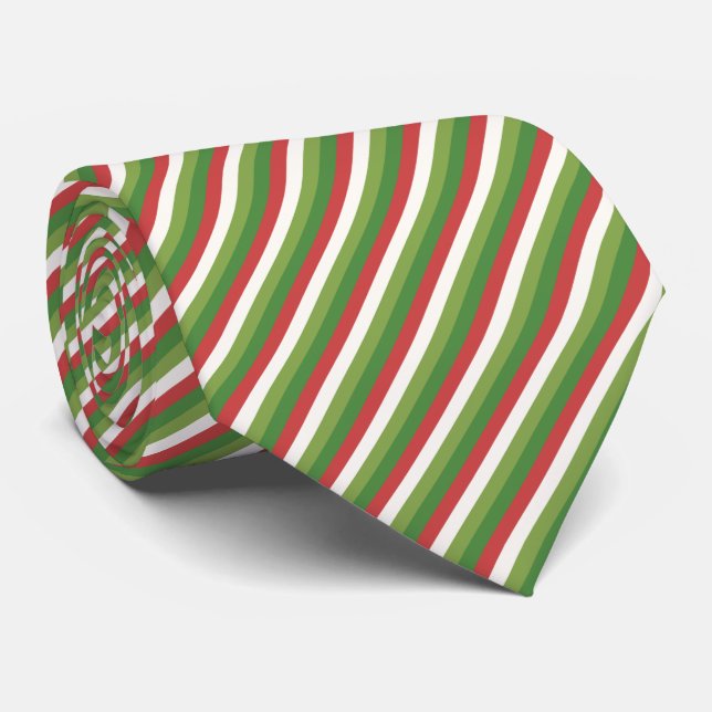 Cravate Rayures de Noël Menthe Holiday (Roulé)