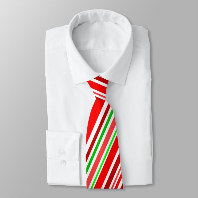 Cravate Rayures diagonales de bonbon rouge blanc vert pour (Attaché)