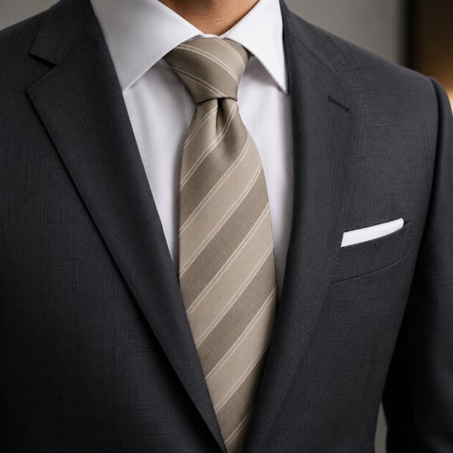 Cravate Rayures en Jacquard côtelé de grès luxueux et taup (Créateur téléchargé)