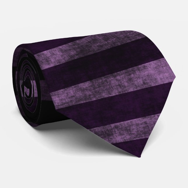 Cravate Rayures ensorcelantes en violet et noir (Roulé)