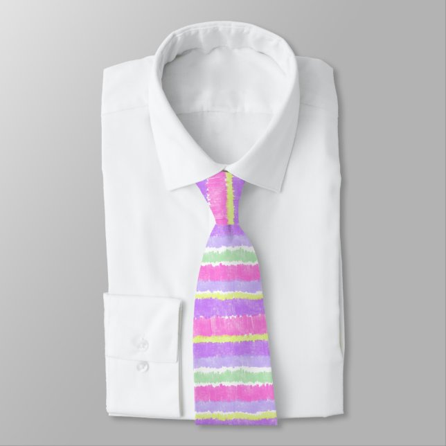 Cravate Rayures Gribouillées Pastel (Attaché)