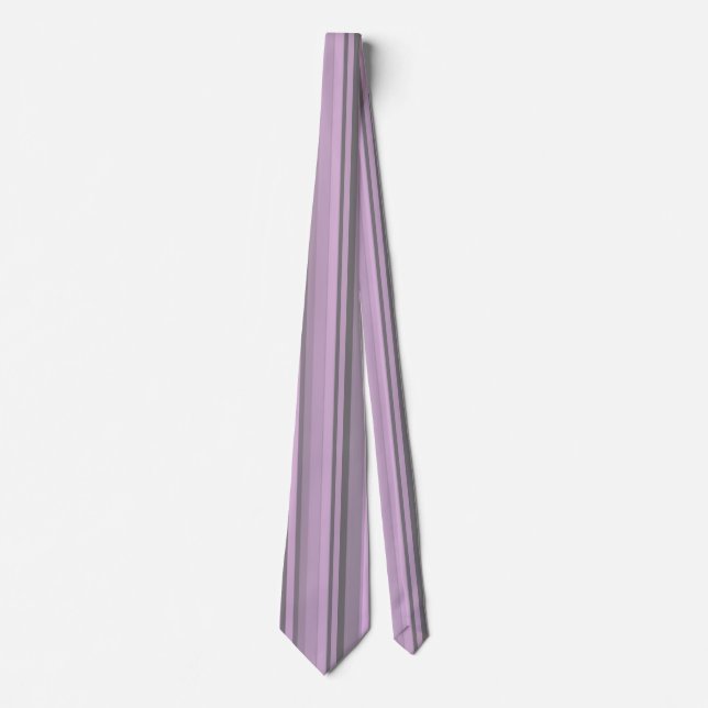Cravate Rayures Gris Violet (Devant)