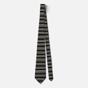 Cravate Rayures horizontales minimalistes noir et crème él