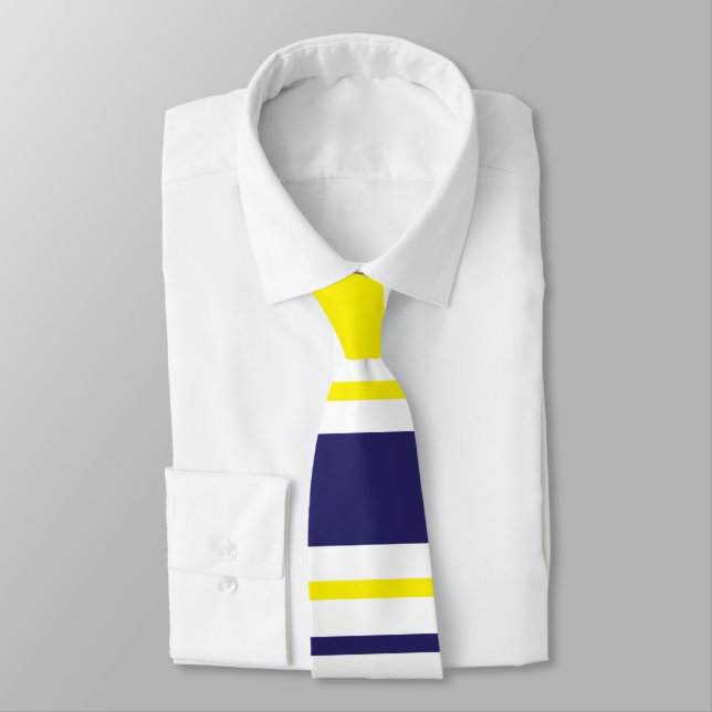 Cravate Rayures Jaune Bleu Rouge Motif (Attaché)