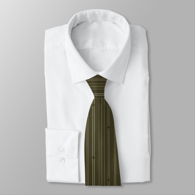 Cravate Rayures Jet Stream Vert Olive (Attaché)
