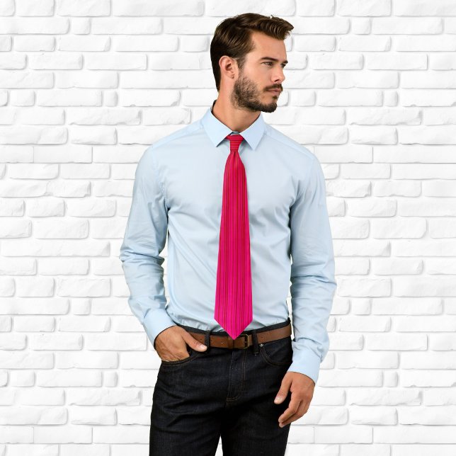 Cravate rayures multicolores rose et rouge (Pink and Red Multi Stripes Tie)