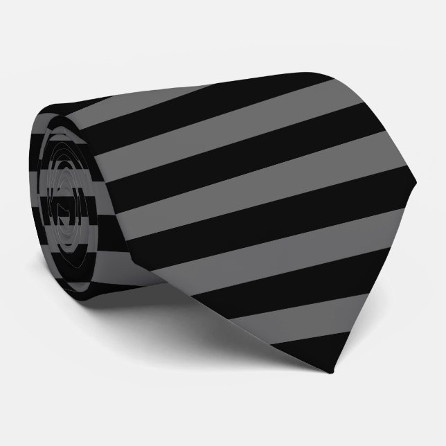 Cravate rayures noir et gris (Roulé)