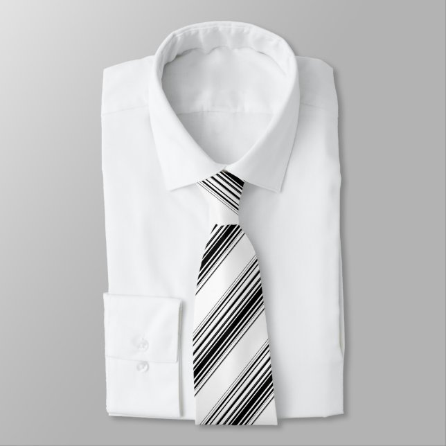 Cravate Rayures noires et blanches modernes (Attaché)