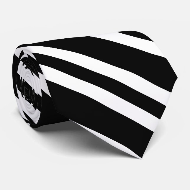 Cravate Rayures noires et blanches motif sans fin (Roulé)