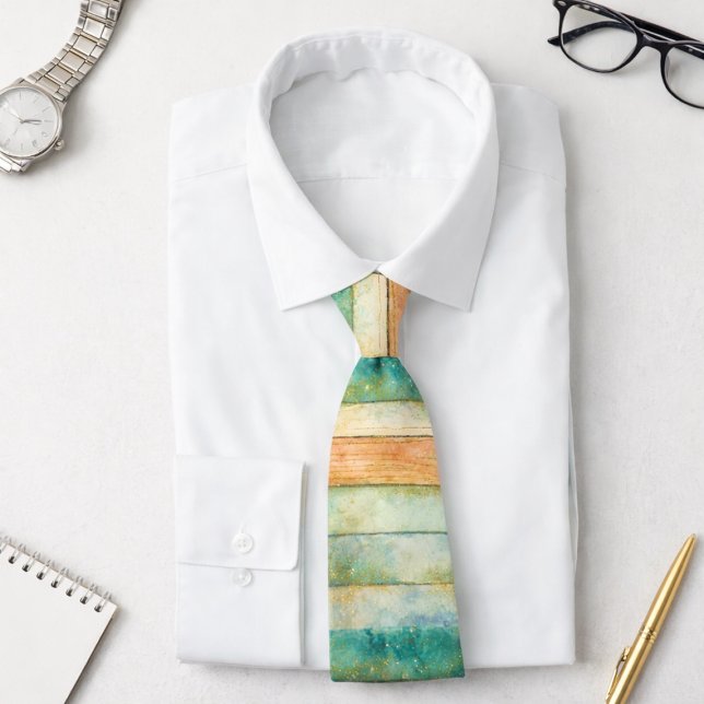 Cravate Rayures pastel de peinture à l'aquarelle côtière s (Créateur téléchargé)