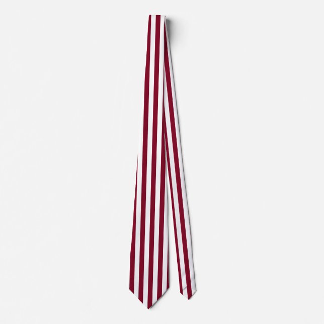 Cravate Rayures verticales bordeaux et blanc (Devant)