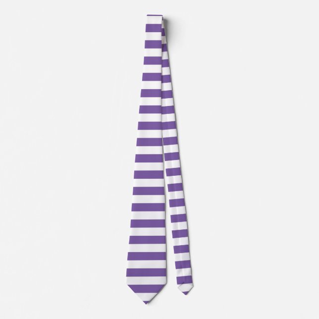 Cravate Rayures verticales classiques violettes et blanche (Devant)